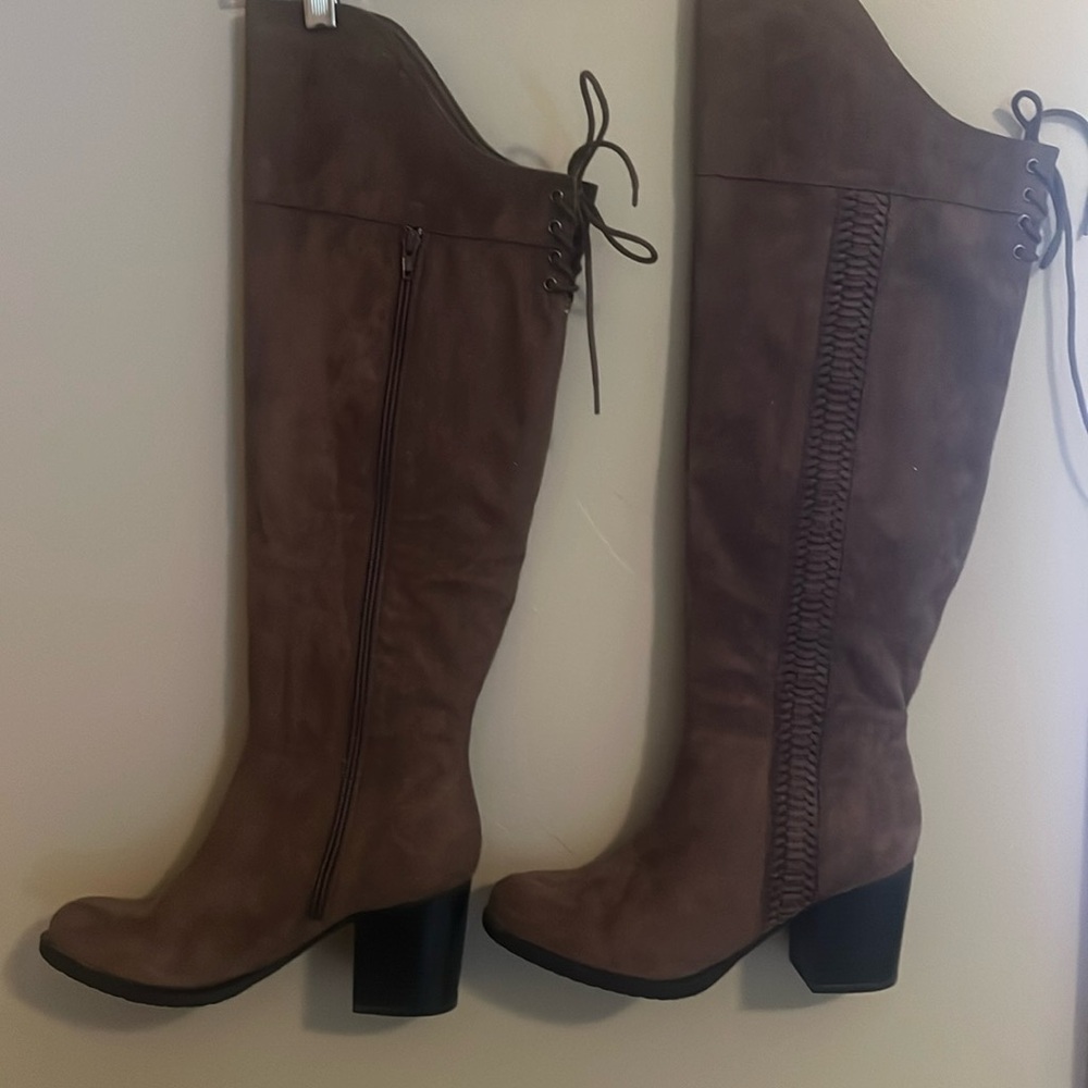 Aleona Taupe Over the Knee Boots Sleek Design - Never Worn